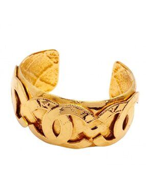 Chanel Bangle Vintage Triple Coco Gold Plated Bracelet